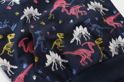 CM-Kid Hoodie Jungen Kapuzenpullover Langarm Bunt Kinder Sweatshirts Traktor Truck Dinosaurier Tops 1-7 Jahre Gr.92-134