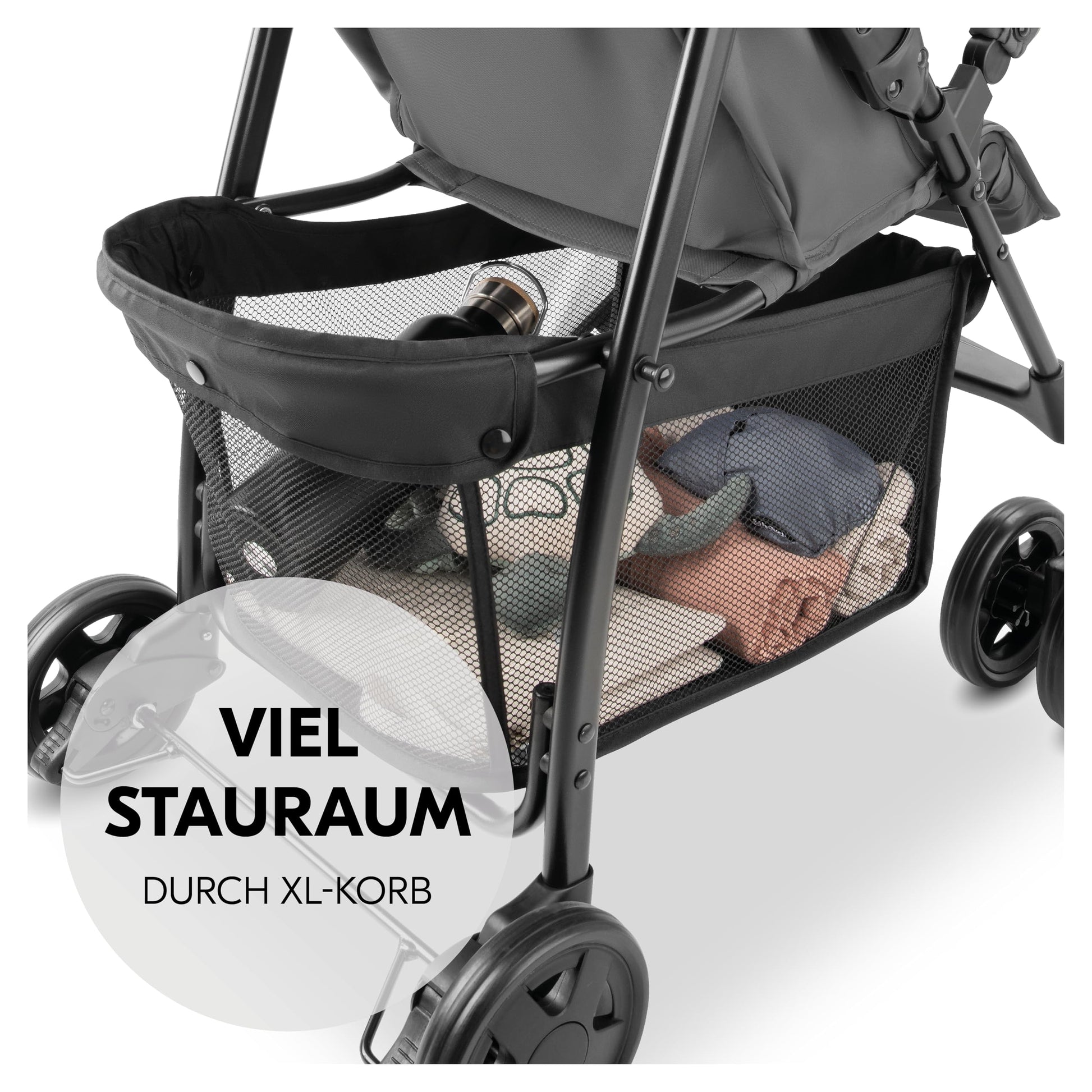 Hauck Lightweight Stroller up to 18 kg with reclining function from birth, small foldaway, sun canopy, large basket - Meloni2