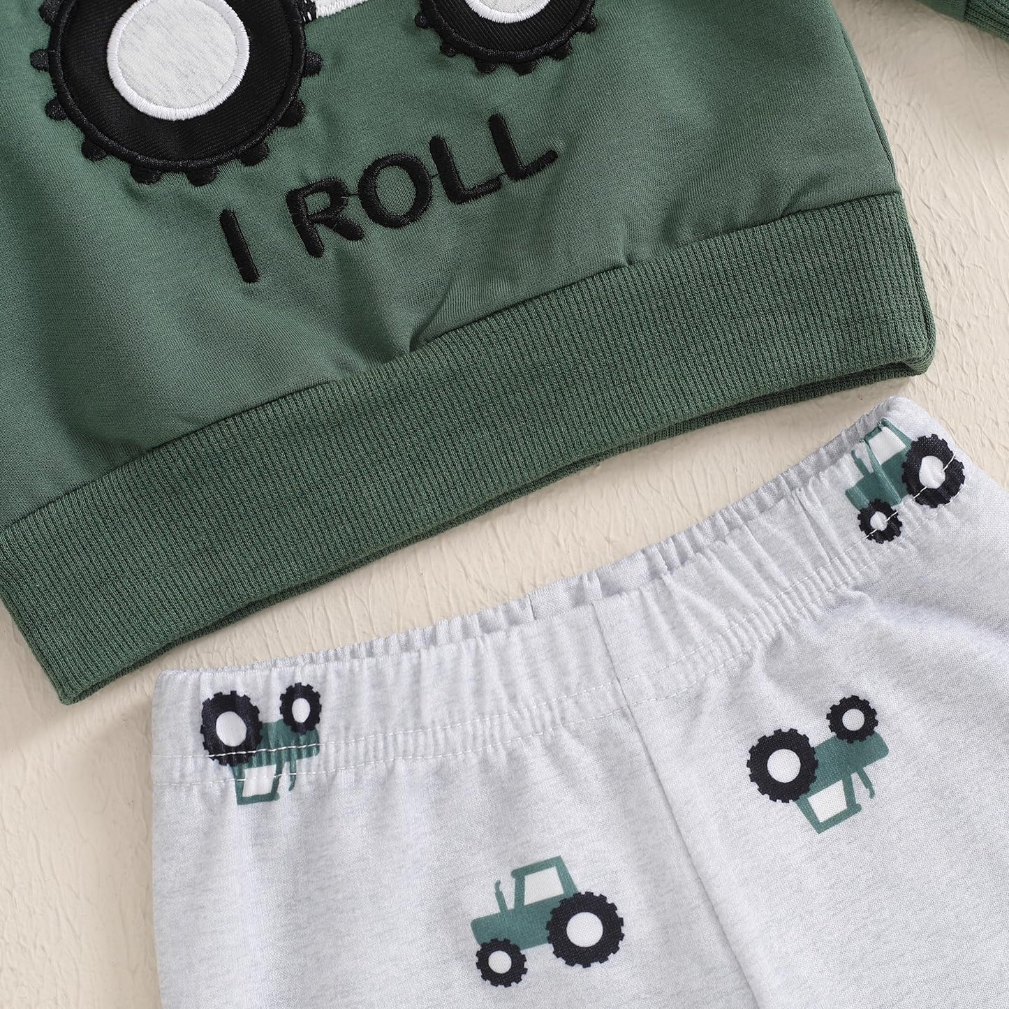 Baby Boys Soft Clothing Sets Toddler Cute Two Piece Outfit Long Sleeve Tractor Print Sweatshirt and Trousers Set Autumn Winter Jogging Suit 