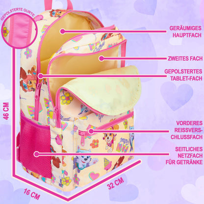 Rucksack Mädchen, Verstellbarer Reisetasche für Schule und Reise, Gepolsterte Schulrucksack mit Zwei Schlüsselanhänger, Geschenke für Kinder (Multi Squishmallows)