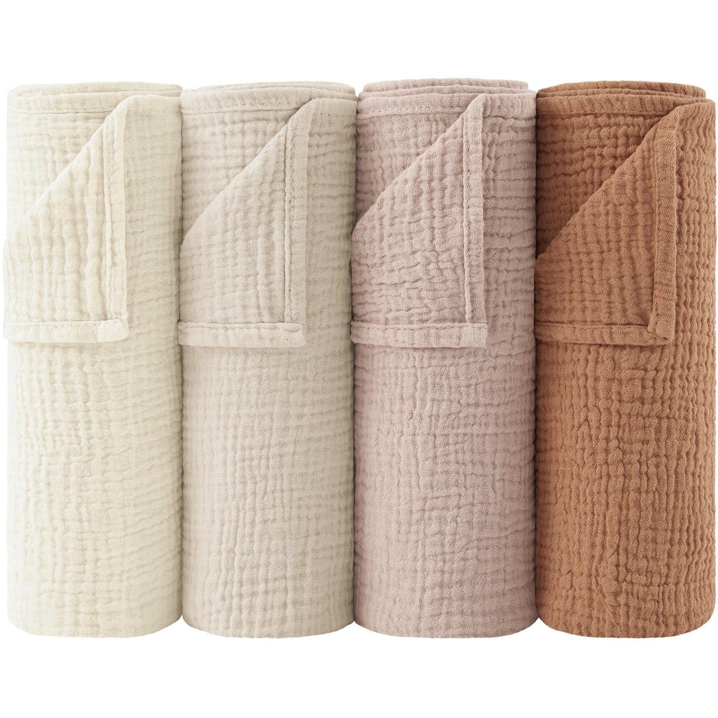 Bearmoss Moltontücher Baby 100% Baumwolle Weiche Spucktücher Baby,Atmungsaktiv und Extrem Saugfähig Musselin Tuch für Saugstark Mulltücher 4er 60x60cm (Brauner Druck)