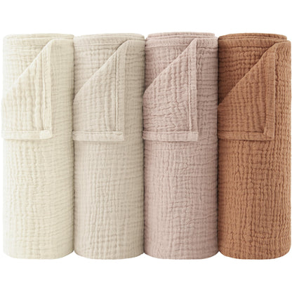 Bearmoss Moltontücher Baby 100% Baumwolle Weiche Spucktücher Baby,Atmungsaktiv und Extrem Saugfähig Musselin Tuch für Saugstark Mulltücher 4er 60x60cm (Brauner Druck)