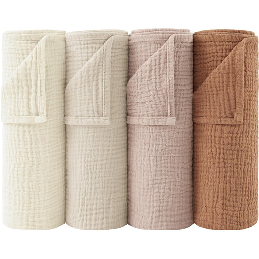 Bearmoss Moltontücher Baby 100% Baumwolle Weiche Spucktücher Baby,Atmungsaktiv und Extrem Saugfähig Musselin Tuch für Saugstark Mulltücher 4er 60x60cm (Brauner Druck)