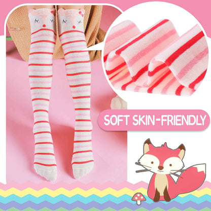 ANTSANG Girls' Knee Socks 6 Pairs for Children Gifts Long Funny Children's Socks Animal Cotton Socks 3-12 Years