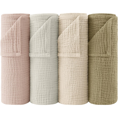Bearmoss Moltontücher Baby 100% Baumwolle Weiche Spucktücher Baby,Atmungsaktiv und Extrem Saugfähig Musselin Tuch für Saugstark Mulltücher 4er 60x60cm (Brauner Druck)