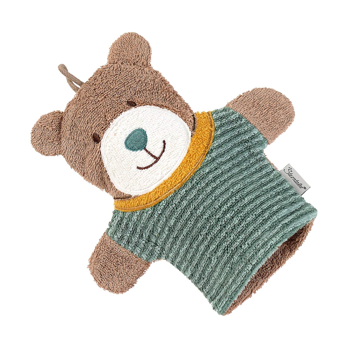 Sterntaler Spiel-Waschhandschuh Bär Ben, Größe: 22 x 24 cm, Mittelgrün