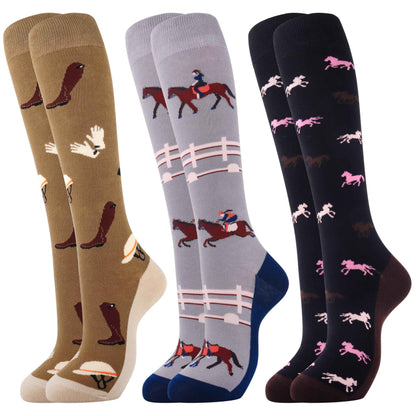 Belloxis Women's Socks 39-42 Horse Girls Gift Knee Socks Women's Rider Cotton Socks