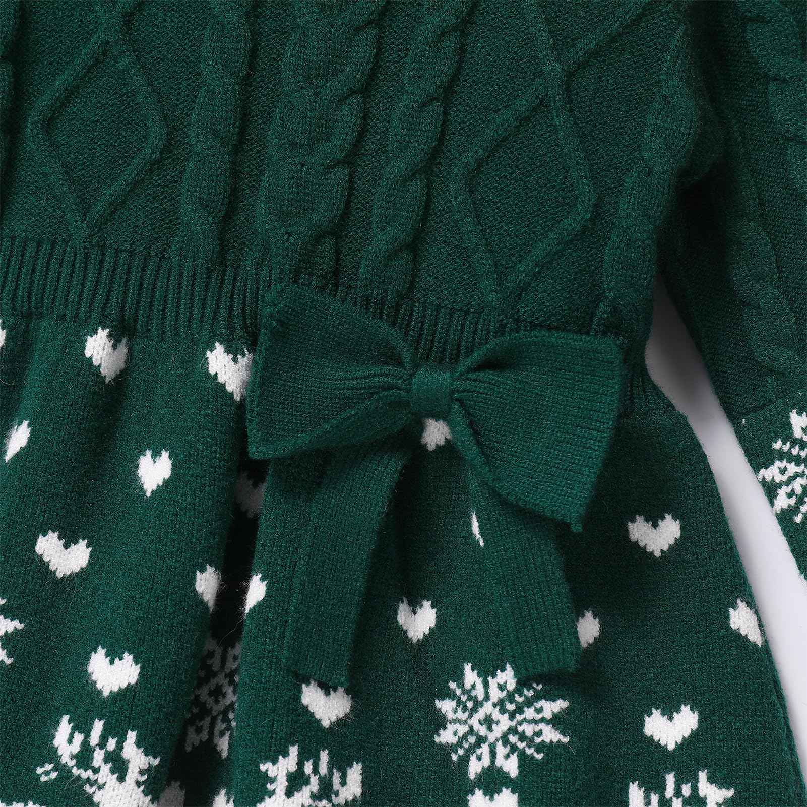 FYMNSI Baby Girls' Christmas Jumper Knitted Dress Long Sleeve Knitted Dress Warm Autumn Winter Christmas Dress Party Dress