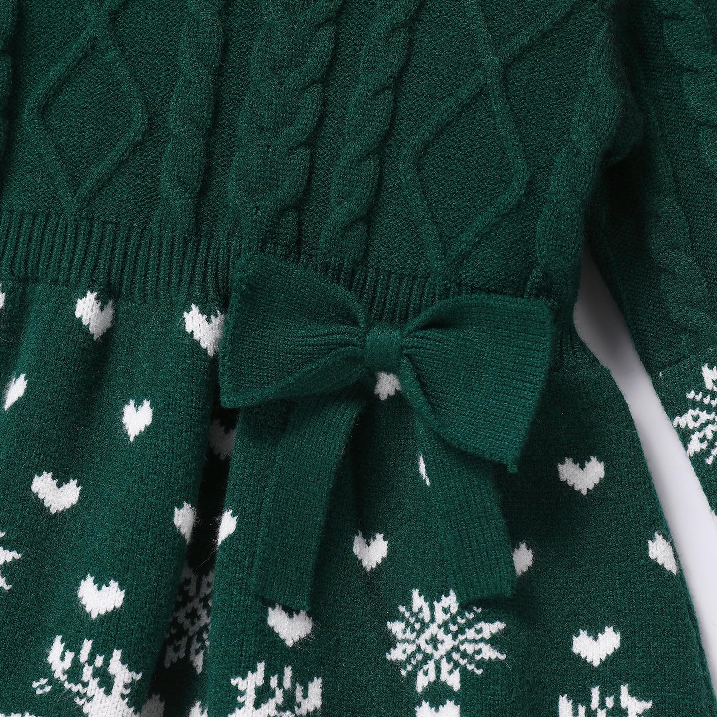 FYMNSI Baby Girls' Christmas Jumper Knitted Dress Long Sleeve Knitted Dress Warm Autumn Winter Christmas Dress Party Dress