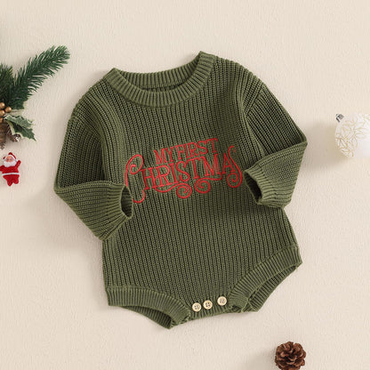 Geagodelia Knitted Christmas Romper Baby Girl Boy Christmas Jumper My First Christmas Newborn Baby Jumper Romper Bodysuit Christmas Jumper
