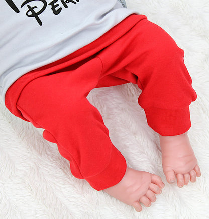 Baby Mädchen Langarm Shirt mit Print Saying Baby Hose Baby Kleidung 2-teiliges Set