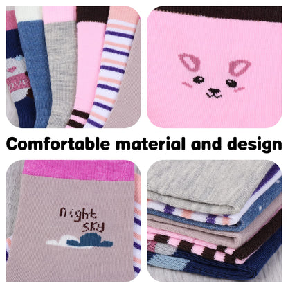 L&K-II 10/12 Paar Kinder Mädchen Socken aus Baumwolle Kleinkind niedliche Muster Kids Sneakersocken bunt 2808VA