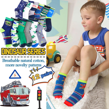 Welwoos 12 Paare Stoppersocken Kinder Baby Jungen Antirutschsocken Kinder Anti Rutsch Rutschfeste Baumwolle Socken