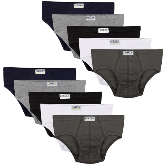 LOREZA ® 10 Jungen Slips aus 100% Baumwolle Unterhosen Unterwäsche 92-170