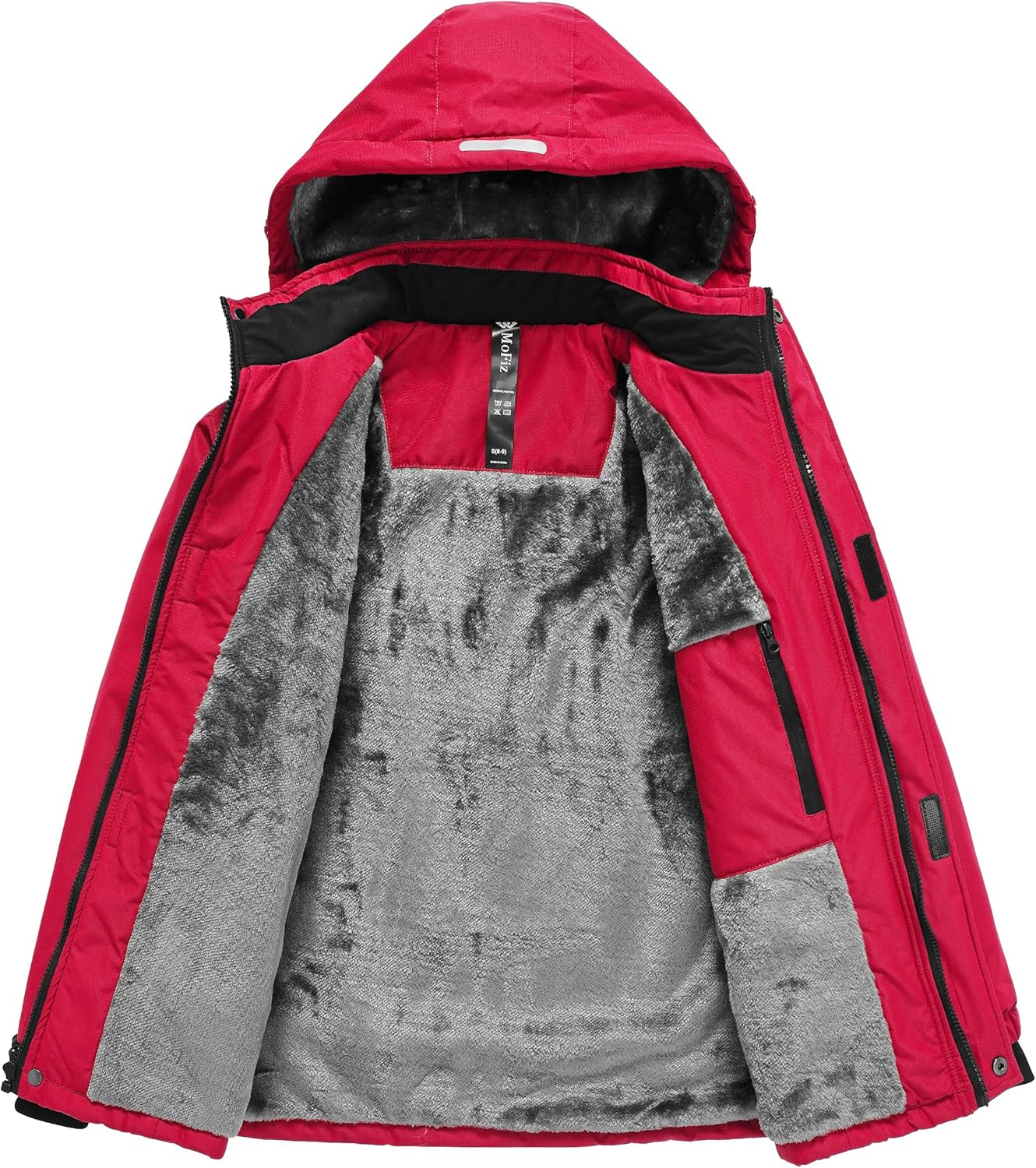 MoFiz Winter Jacket Boys Ski Jacket Warm Inner Lining Children's Outdoor Softshell Jackets Snow Jacket with Removable Hood