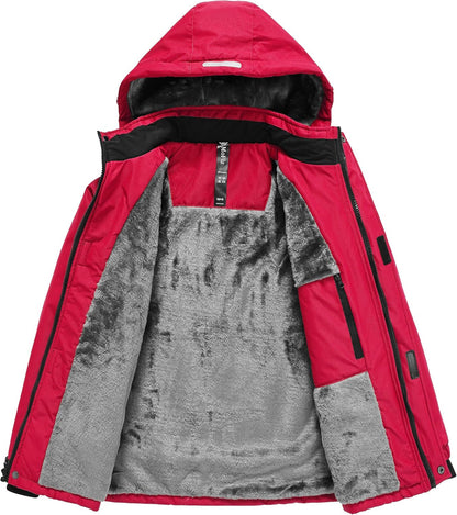 MoFiz Winter Jacket Boys Ski Jacket Warm Inner Lining Children's Outdoor Softshell Jackets Snow Jacket with Removable Hood