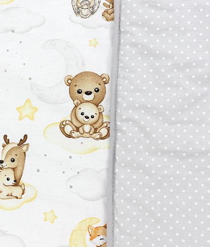 TupTam Krabbeldecke für Baby 120x120 cm - Gepolsterte Spieldecke Baby Baumwolle, XXL, OEKO-TEX, Weich & Hautfreundlich, Farbe: Wald/Beige - Meloni2