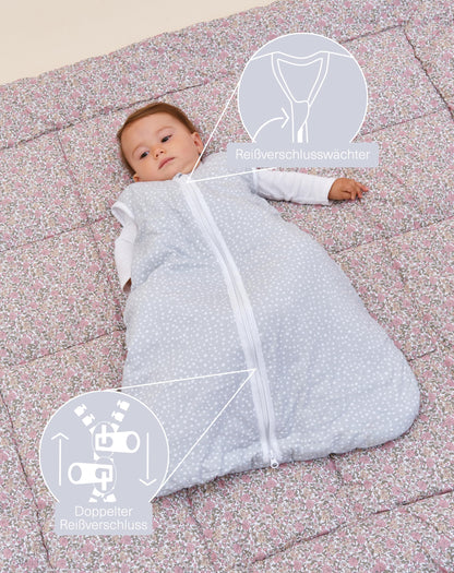 molis&co - Baby Sleeping Bag 2.5 TOG - All-Year Sleeping Bag - Baby Sleeping Bag Newborn - 100% Cotton (Oeko-Tex 100), Sleeveless Winter Sleeping Bag Padded - Premium Quality - Colima (70 cm)