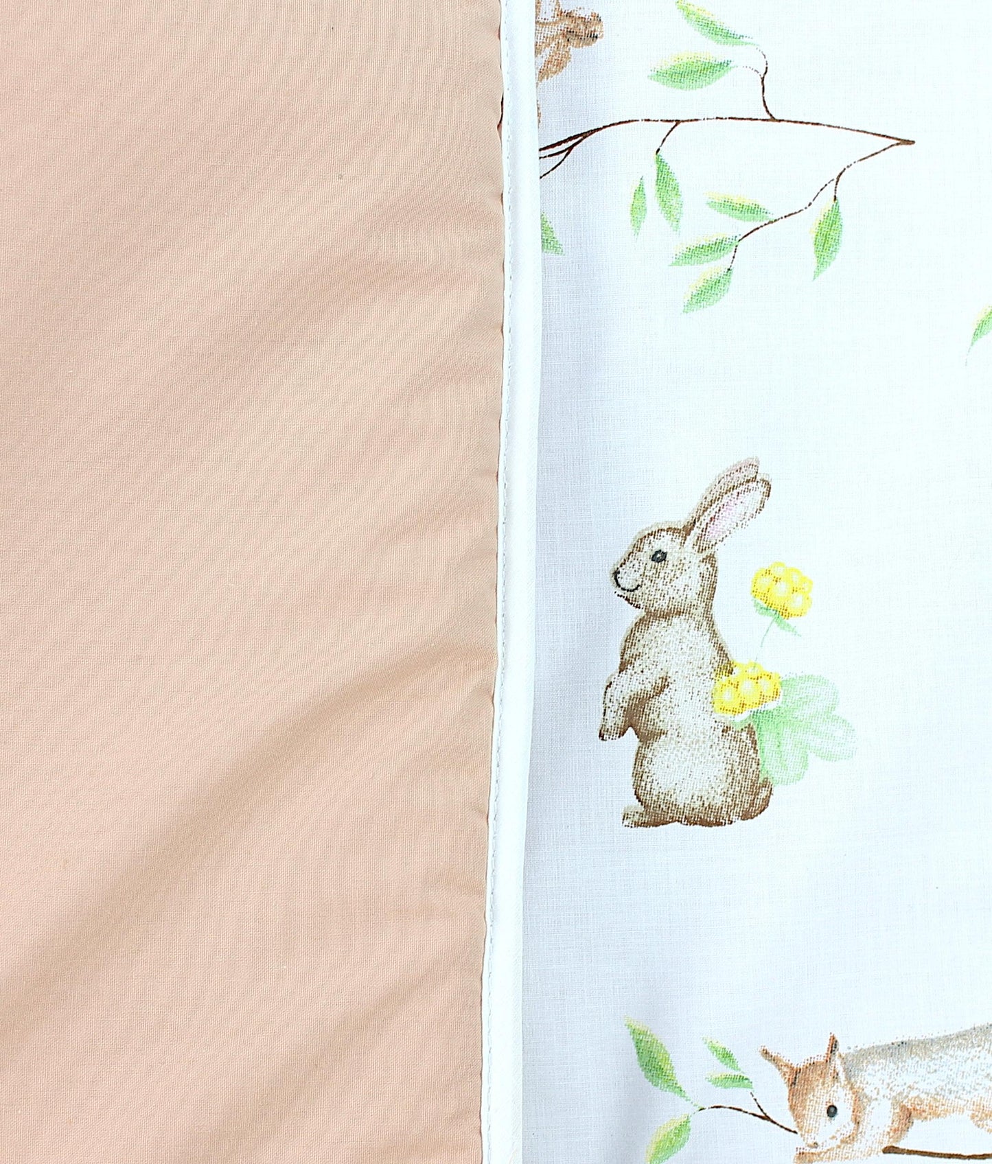 TupTam Krabbeldecke für Baby 120x120 cm - Gepolsterte Spieldecke Baby Baumwolle, XXL, OEKO-TEX, Weich & Hautfreundlich, Farbe: Wald/Beige
