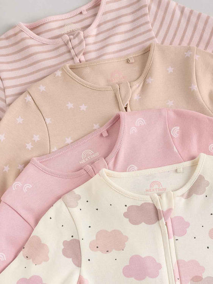 NEXT Baby Mädchen Babyschlafanzüge mit Zweiwege-RV, 4er-Pack