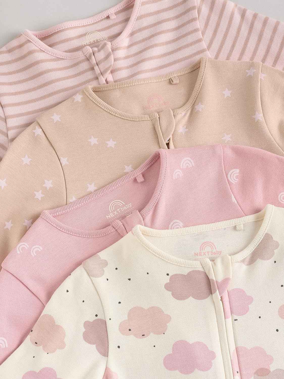 NEXT Baby Mädchen Babyschlafanzüge mit Zweiwege-RV, 4er-Pack