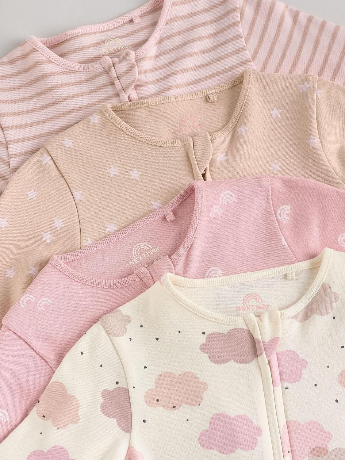 NEXT Baby Mädchen Babyschlafanzüge mit Zweiwege-RV, 4er-Pack
