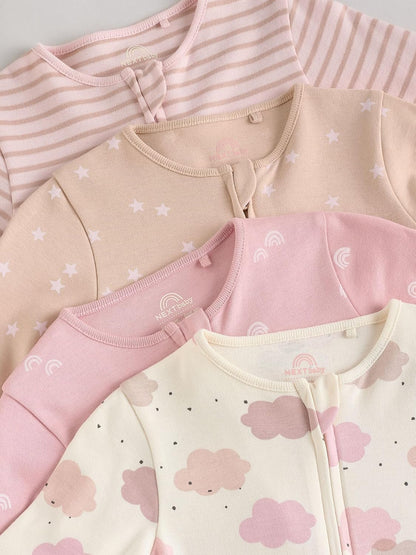 NEXT Baby Mädchen Babyschlafanzüge mit Zweiwege-RV, 4er-Pack