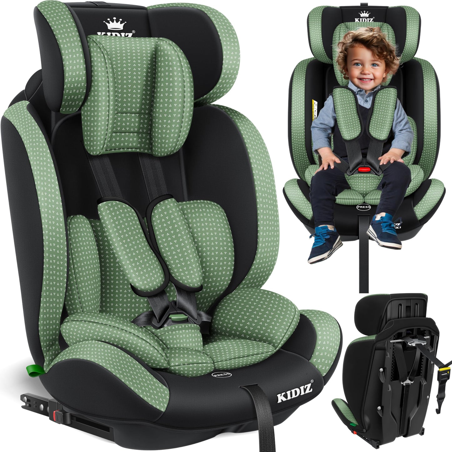 KIDIZ® Autokindersitz Triangle Premium Kindersitz Kinderautositz | Autositz Sitzschale | 9 kg - 36 kg 1-12 Jahre | Gruppe 1/2/3 | universal | zugelassen nach ECE R129/03 | mit Isofix - Meloni2