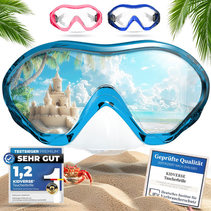 KIDVERSE Schnorchelset Kinder - Taucherbrille mit Schnorchel - Panorama Taucherbrille mit Nase - Kindertaucherbrille Alternative Schnorchelmaske