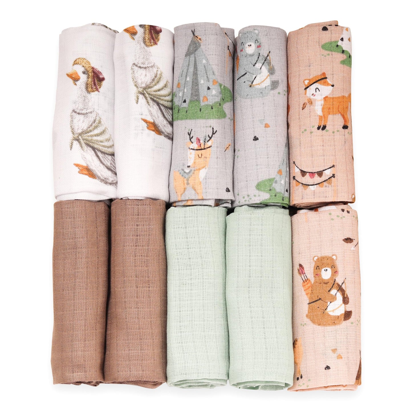 FENSILO - Mulltücher - Mullwindeln - 10er Pack 70x80 cm - Stoffwindeln, Made IN EU, schadstoffgeprüft - Spucktücher Set für Mädchen – Baby Mullwindeln- Rosa - Oeko-TEX Zertifiziert
