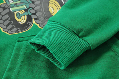 CM-Kid Hoodie Jungen Kapuzenpullover Langarm Bunt Kinder Sweatshirts Traktor Truck Dinosaurier Tops 1-7 Jahre Gr.92-134