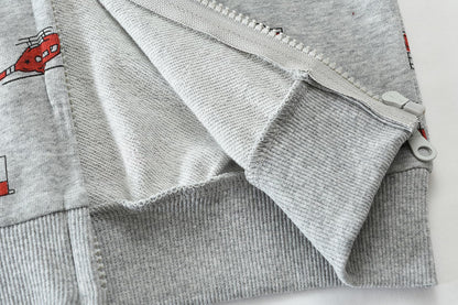 CM-Kid Hoodie Boys Hoodie Zipper Sweat Jacket Long Sleeve Children Cotton Hooded Jacket Warm Tops Size 92-122 