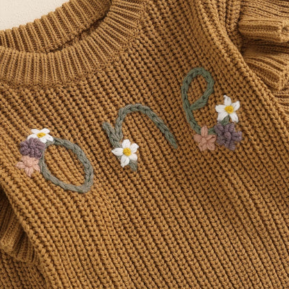 L&ieserram Baby Mädchen Jungen 1. Geburtstag Gestrickt Pullover Jumper Langarm Strickpullover Pulli Kleinkinder Kleidung Outfit Knitted Sweater 1 Jahr