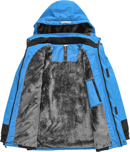 MoFiz Winter Jacket Boys Ski Jacket Warm Inner Lining Children's Outdoor Softshell Jackets Snow Jacket with Removable Hood