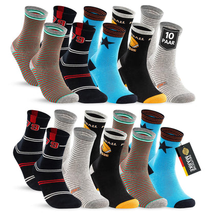 10 Paar Kinder Socken Jungen & Mädchen Baumwolle Kindersocken
