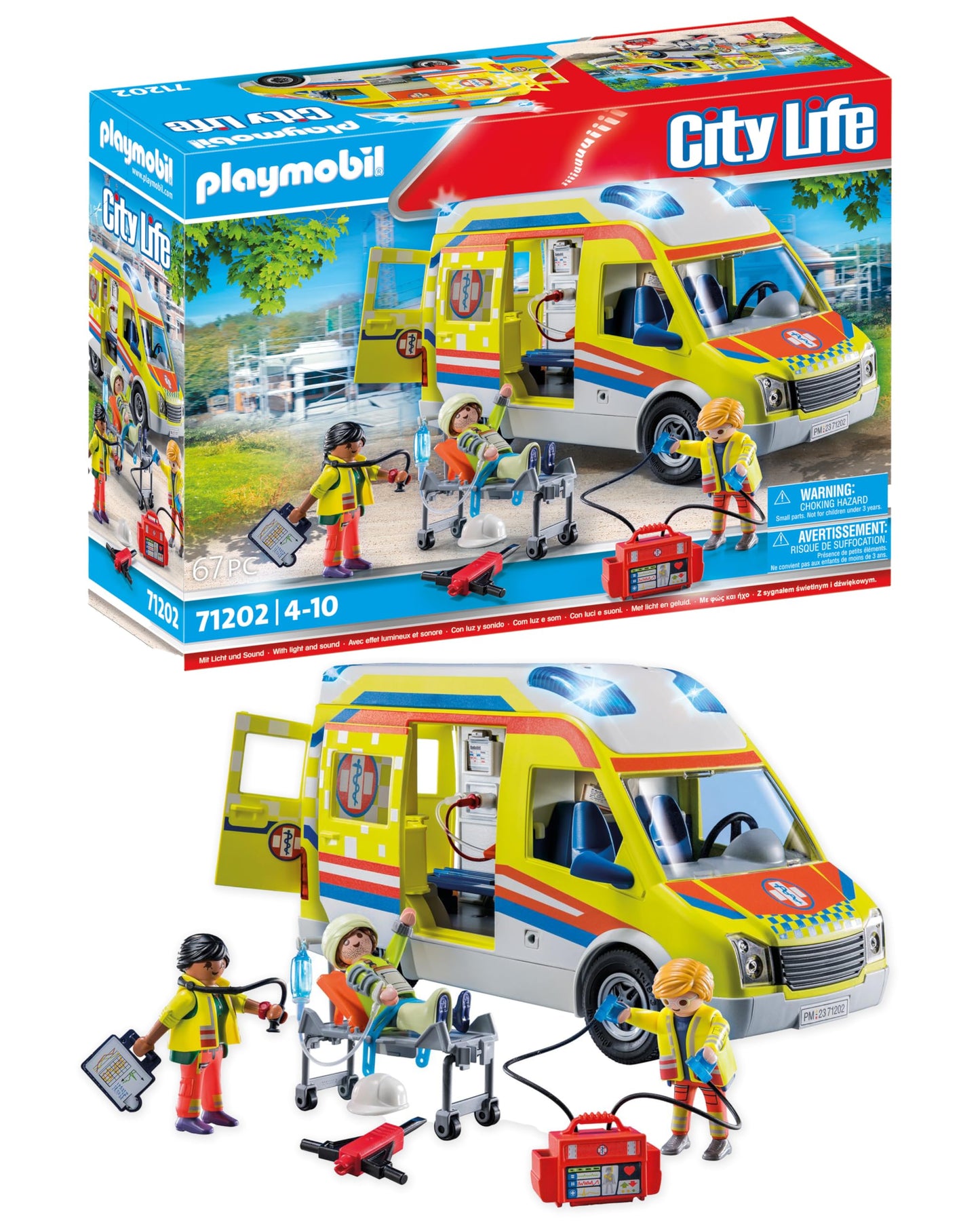 Playmobil City Life 71202 Ambulance with Light and Sound, Toy for Children from 4 Years