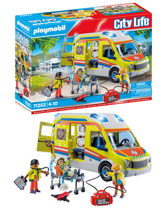 Playmobil City Life 71202 Ambulance with Light and Sound, Toy for Children from 4 Years