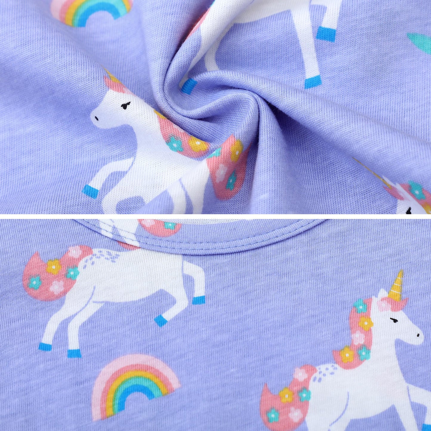 FILOWA Kleider für Mädchen Kinder Einhorn Blumen Stickerei Herz Druck Tier Sommerkleid Cartoon Kinderkleider Embroider Baumwolle Mädchenkleid Lange/Ärmellos Lässige Geburtstag Kinderkleidung,Gr.92-128
