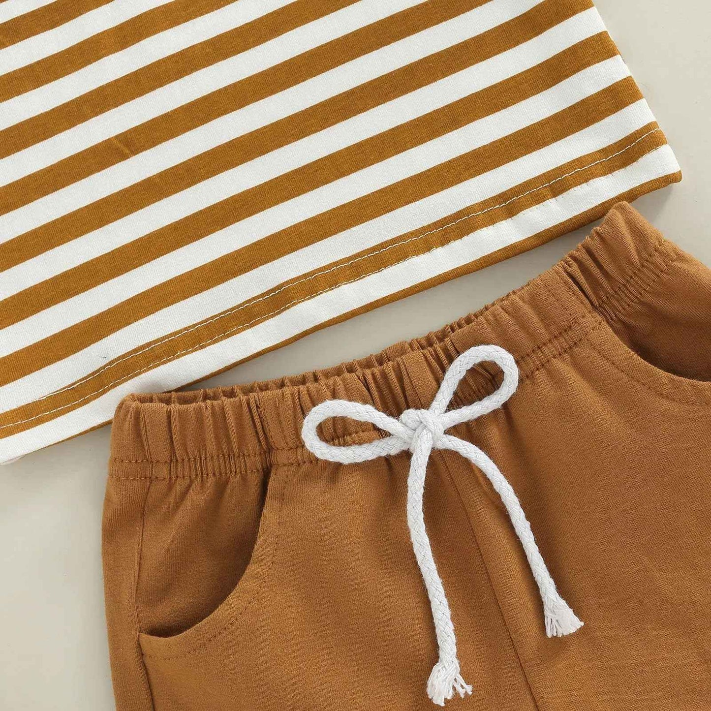 Baby Sommerkleidung Jungen Neugeborene Set Kurzarm Streifen T-Shirt und Casual Hose mit Taschen Sommer 2Pcs Outfits Kleinkind Bekleidungsset