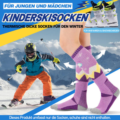 Kinder Merino Wolle Ski Socken Jungen Mädchen Thermal Dicke Warme Winter Gemütliche Knie Hohe Socken für Skifahren Snowboarden 3 Paare