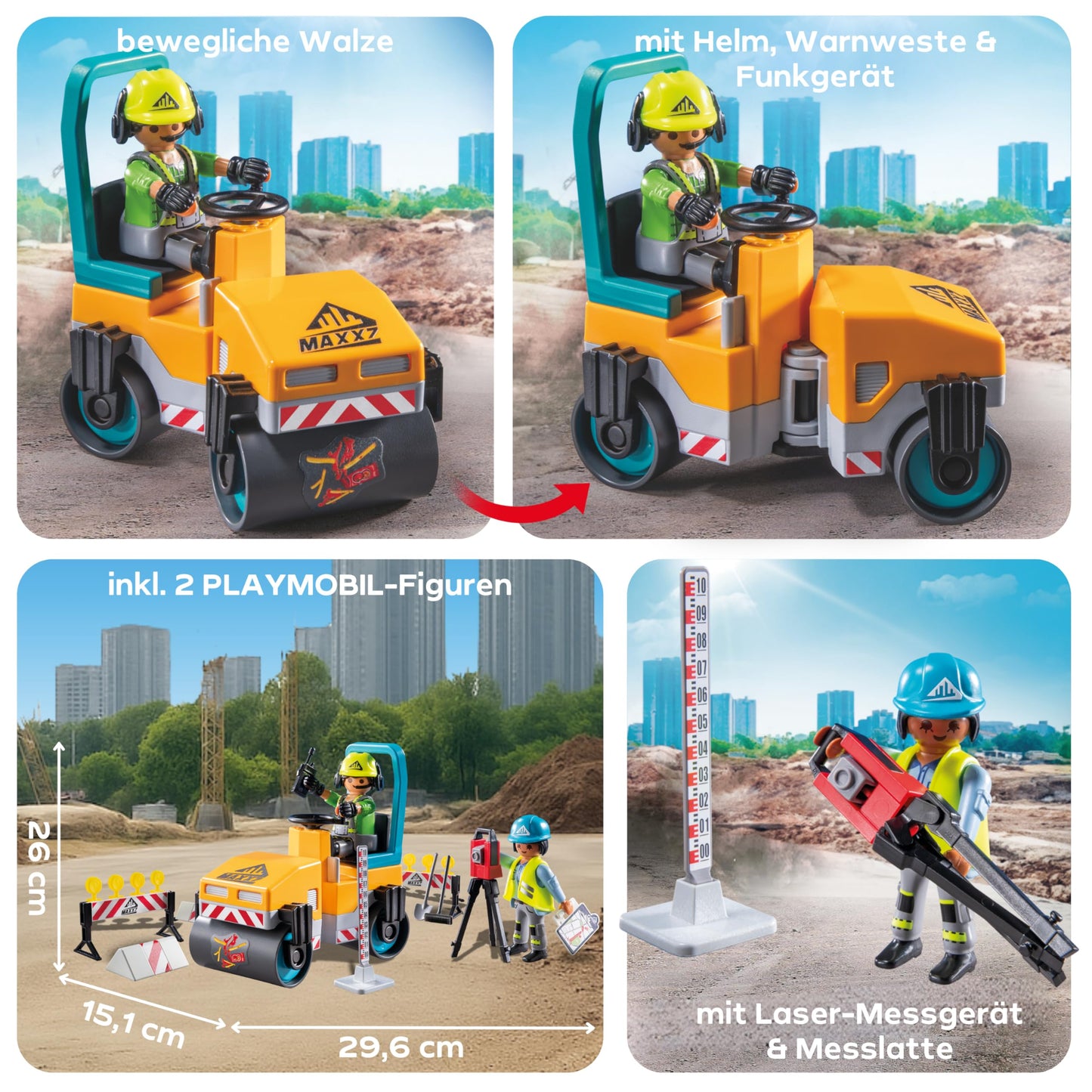 PLAYMOBIL Road Construction Site Toy Child Construction Site Play Set Toy for Children from 4 Years 71751