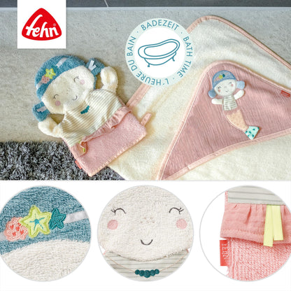 Fehn Waschlappen Lama - Waschhandschuh mit Tiermotiv - Badewannenspielzeug für fröhlichen Badespaß - Babywaschlappen für die Badewanne - weicher Handtuchfrottee für Babys und Kinder ab 0+ Monaten
