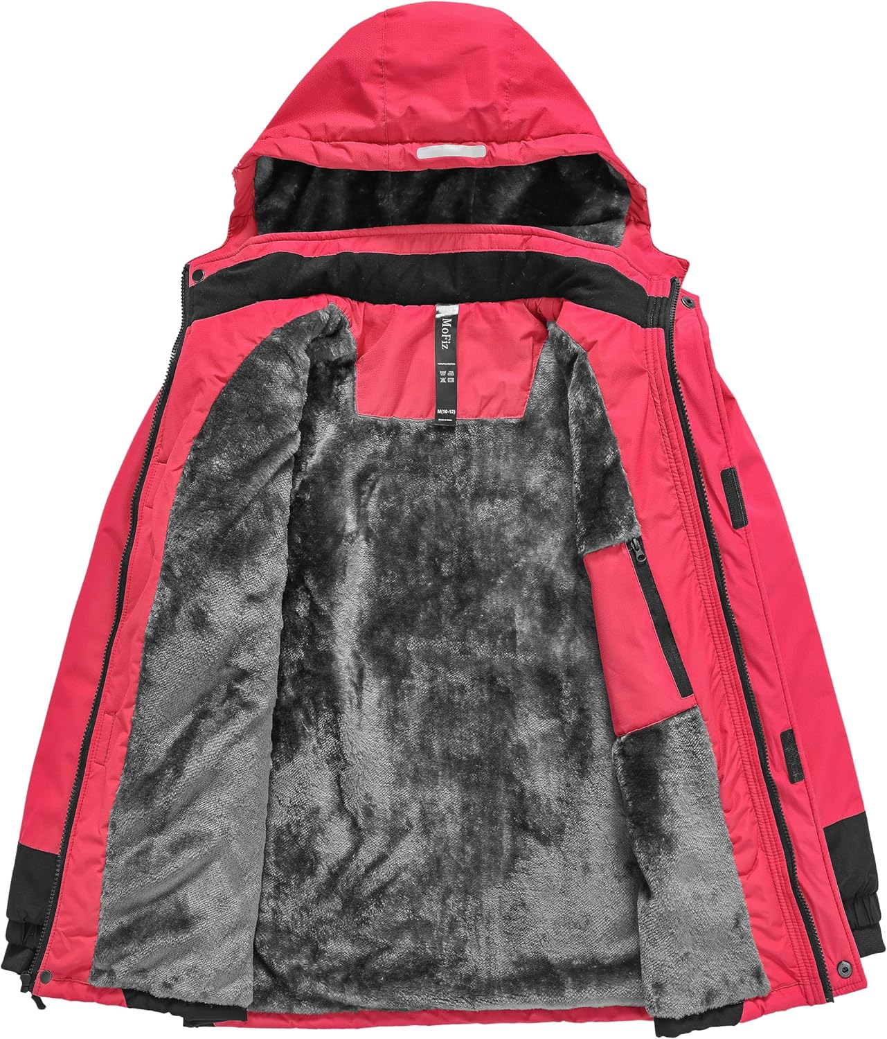 MoFiz Winter Jacket Boys Ski Jacket Warm Inner Lining Children's Outdoor Softshell Jackets Snow Jacket with Removable Hood