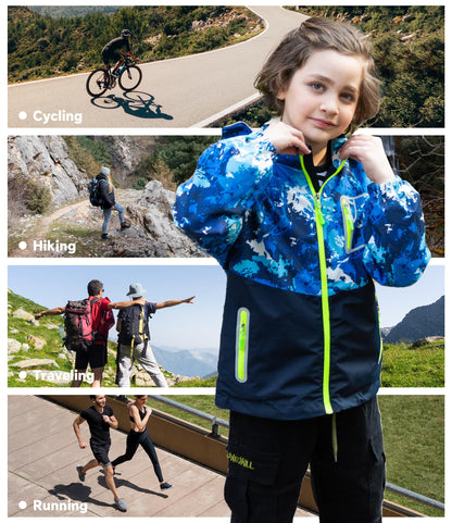 LAUSONS Children's Lined Jacket, Boys' Transition Jackets for Boys, Softshell Jackets with Camouflage Pattern