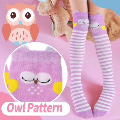 ANTSANG Girls' Knee Socks 6 Pairs for Children Gifts Long Funny Children's Socks Animal Cotton Socks 3-12 Years