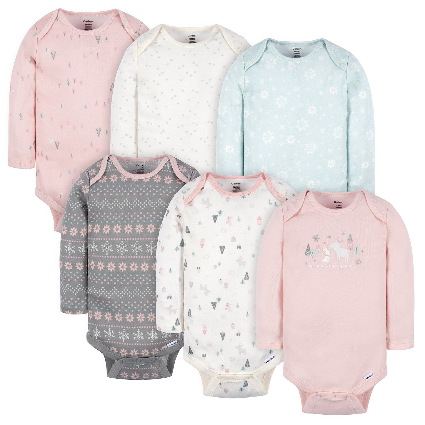 Mädchen 6er-Pack Langarm-Strampler Bodys Baby und Kleinkind T-Shirt Set (6er Pack)