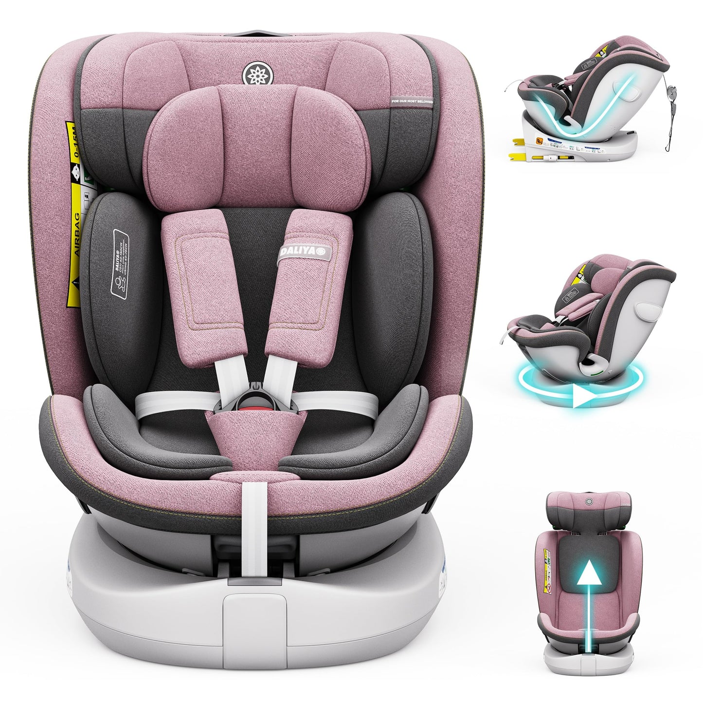 Daliya® Kindersitz ROTAZIONE | I-SIZE 40-150 cm | 8 Pos. | Isofix | (SIP) | Top Tether | 360° | 5 Punkt Gurt | Gruppe 0+ / I/II/III 0-36 KG | Neueste Zulassungs UN ECE Reg. 129 (Beige) - Meloni2