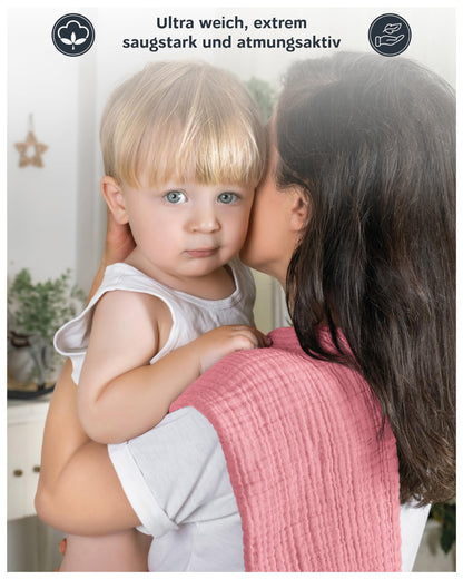 LAYNENBURG 10er-Set Premium Spucktücher Baby aus extra weichem Musselin - 100% Baumwolle - 30x50cm - Oeko Tex 100 - Musselin-tücher als Mulltücher, Mullwindeln oder Stoffwindeln (weiß)