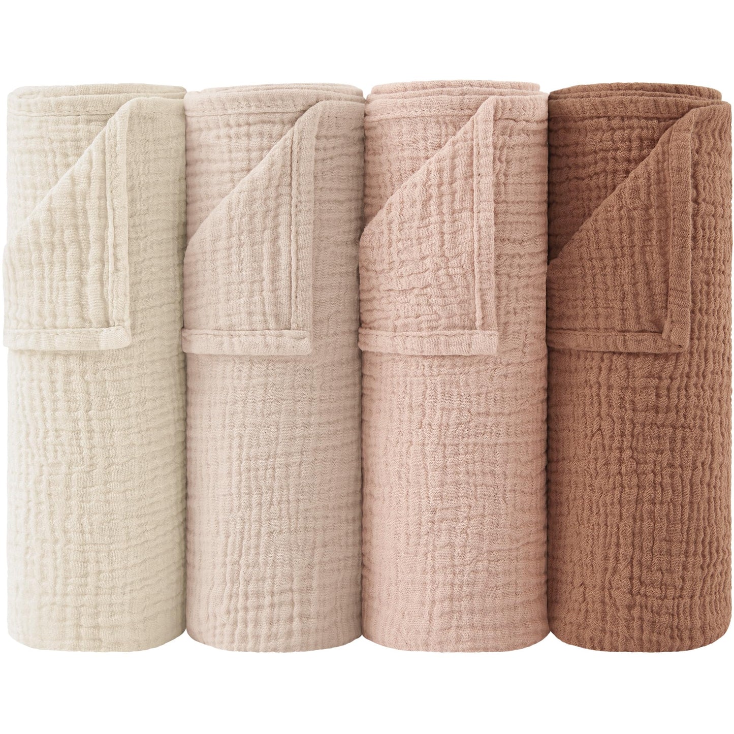 Bearmoss Moltontücher Baby 100% Baumwolle Weiche Spucktücher Baby,Atmungsaktiv und Extrem Saugfähig Musselin Tuch für Saugstark Mulltücher 4er 60x60cm (Brauner Druck)
