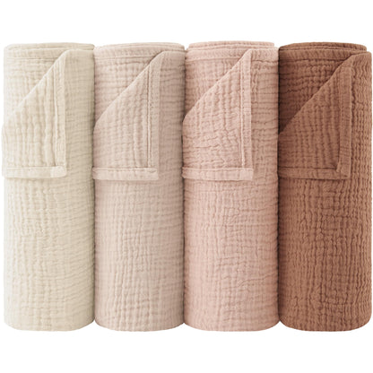 Bearmoss Moltontücher Baby 100% Baumwolle Weiche Spucktücher Baby,Atmungsaktiv und Extrem Saugfähig Musselin Tuch für Saugstark Mulltücher 4er 60x60cm (Brauner Druck)